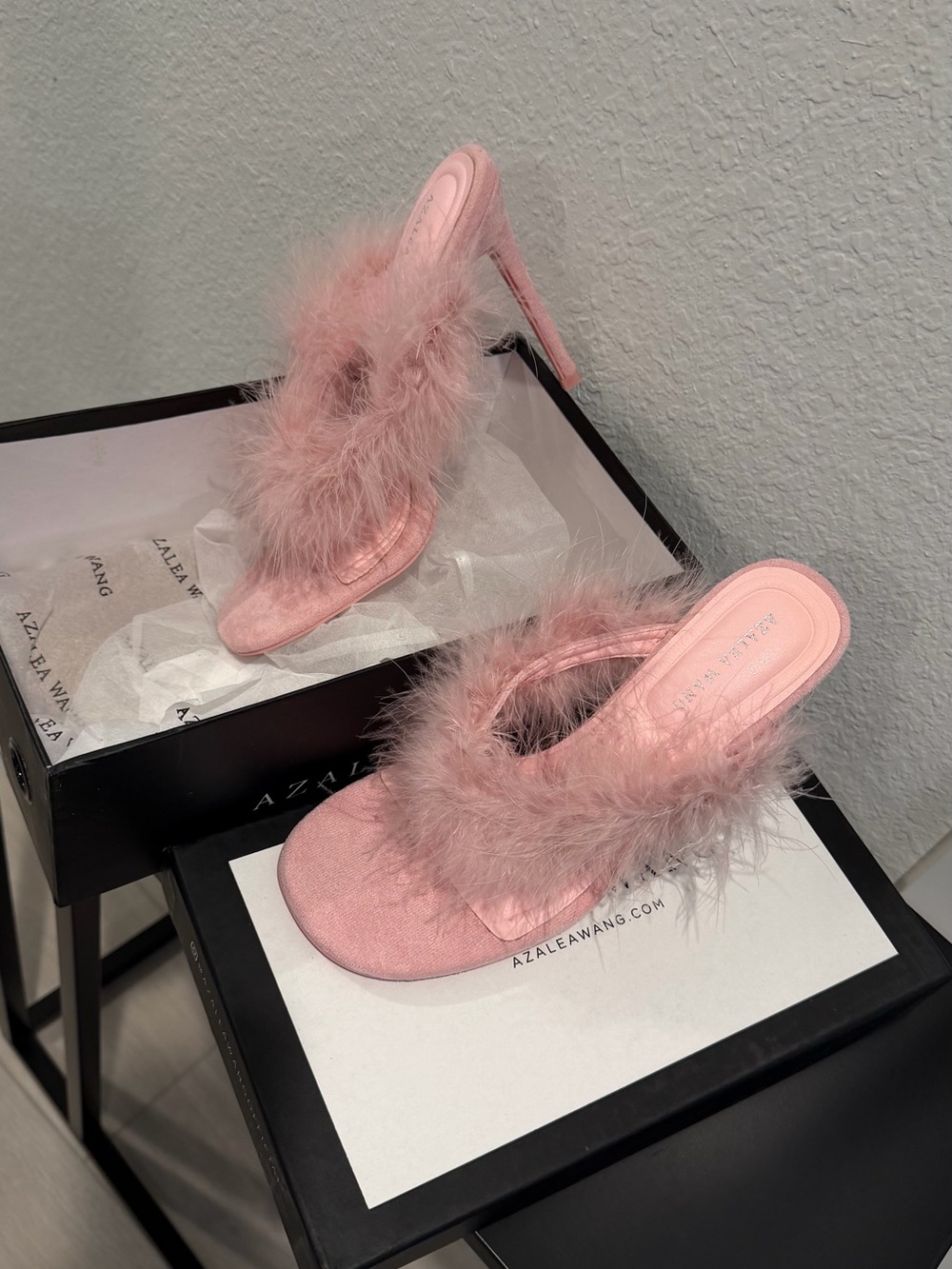 Pink Feather Heeled Sandals - Picture 3 of 4